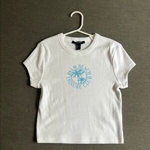 White T-Shirt with Blue Graphic